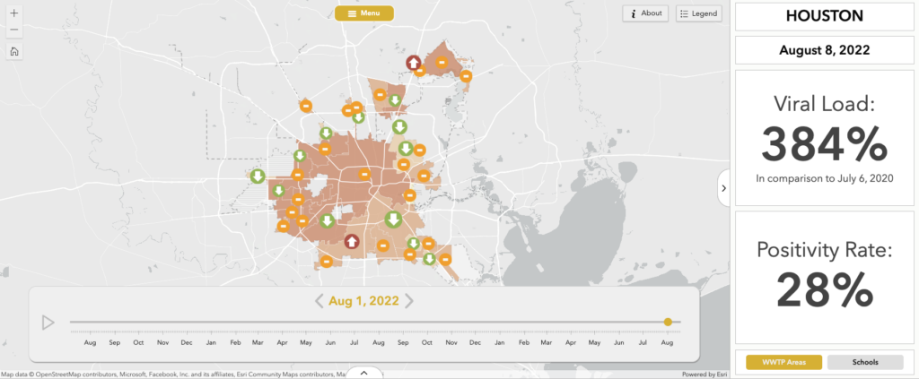 Screenshot of Houston Wastewater Epidemiology dashboard